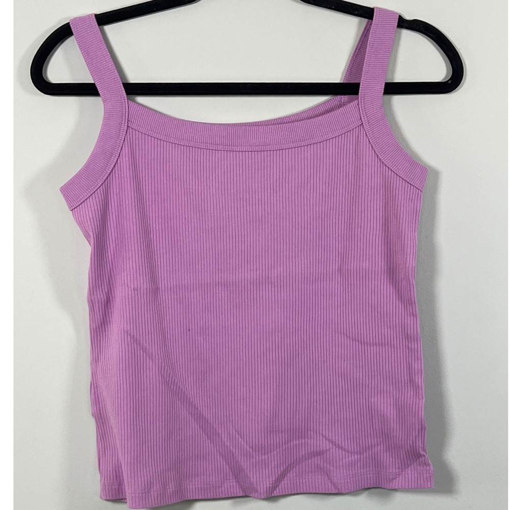 American Eagle Bright Purple Ribbed Tank Top Large Cropped Streetwear Beach